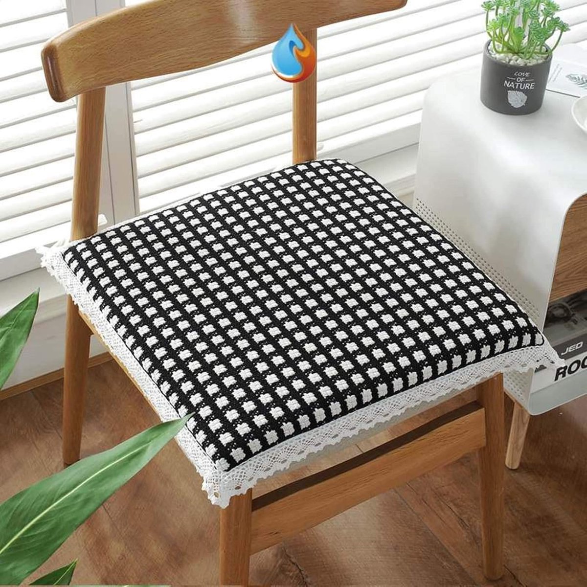 Dikke Eetkamerstoelkussens, Streep Effen Kleur Zachte Zitkussens Stoelen Gewatteerde Kussens Met Tie Voor Eetkamer Thuiskantoor Keuken Binnen-C 45x45cm/17,7 "x17,7"