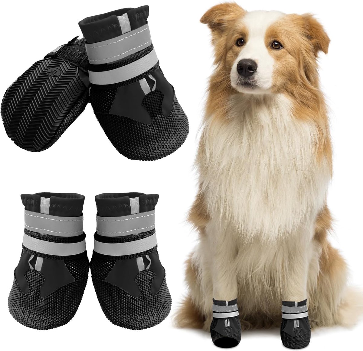 Schoenen, waterdichte antislip hondenschoenen, hondenlaarzen voor gewonde poten, pootbeschermers met reflecterende banden, voor kleine, middelgrote en grote honden, winter, zomer