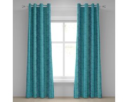 ABAKUHAUS Abstract Gordijn met ringen, Wavy Streep patroon met Grunge Design Wervelingen Patroon Antiek Compositie, Decoratieve 2-delige gor