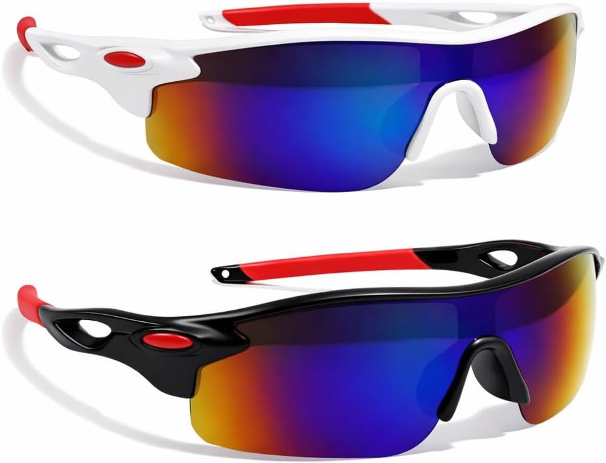 2 stuks snelle bril, UV400, sportzonnebril, fietsbril voor heren en dames, beschermende fietsbril, anti-uv loopbril voor fietsen, klimmen, golf, outdoor, vissen, MTB, racefiets, outdoorsport, fietsen