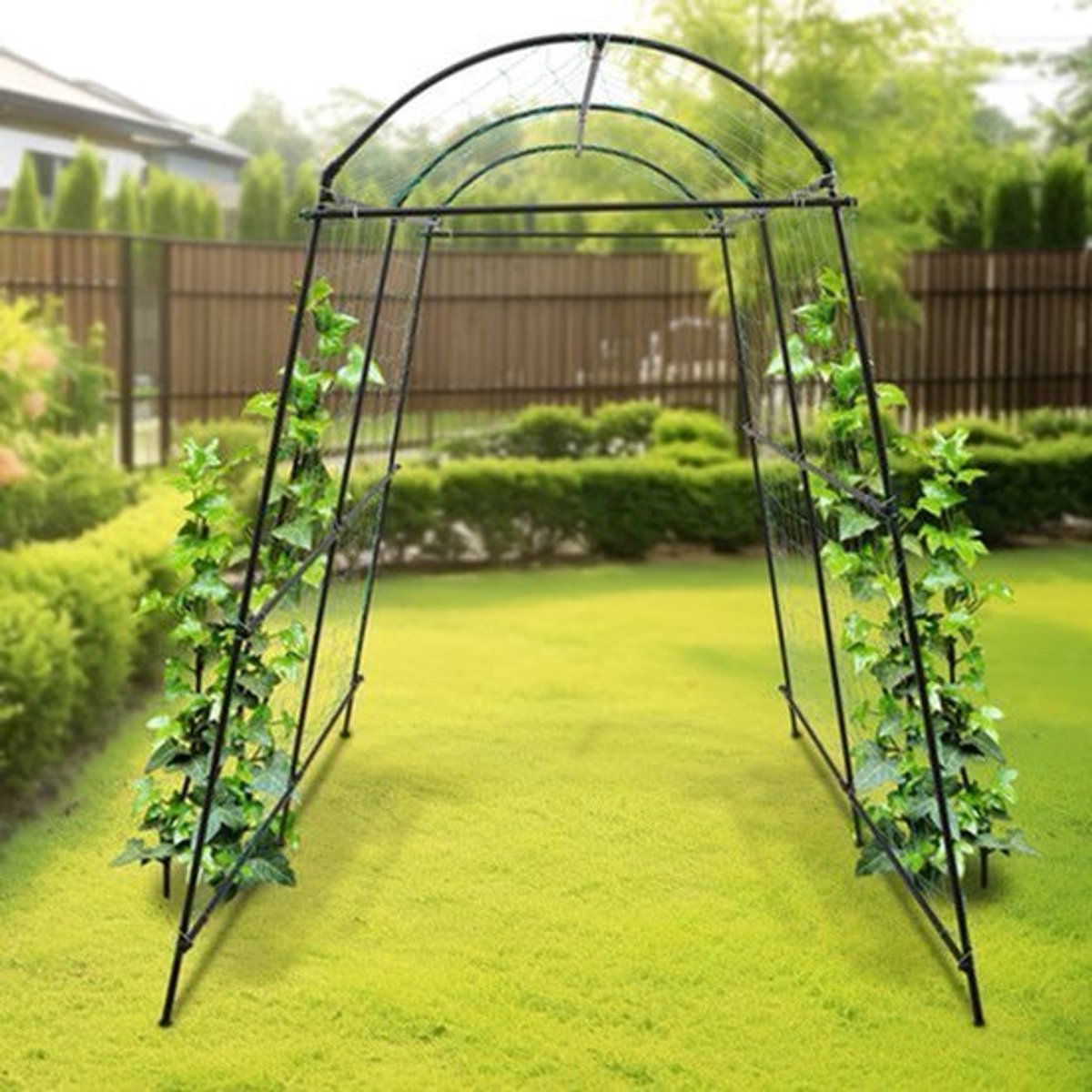 Tuinboog Klimrek - Zwart - Metaal - 2.3 m Hoog - Voor Klimplanten - Balkon En Tuin