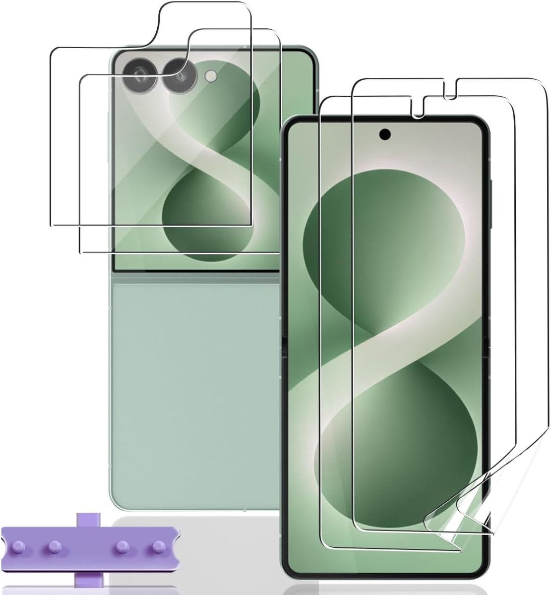 2 + 2 stuks gehard glas voor Samsung Galaxy Z Flip 7, flexibele TPU-folie + Z Flip 7 gehard glas buitenscherm + Galaxy Z Flip 7 camerafolie, HD/krasbestendig