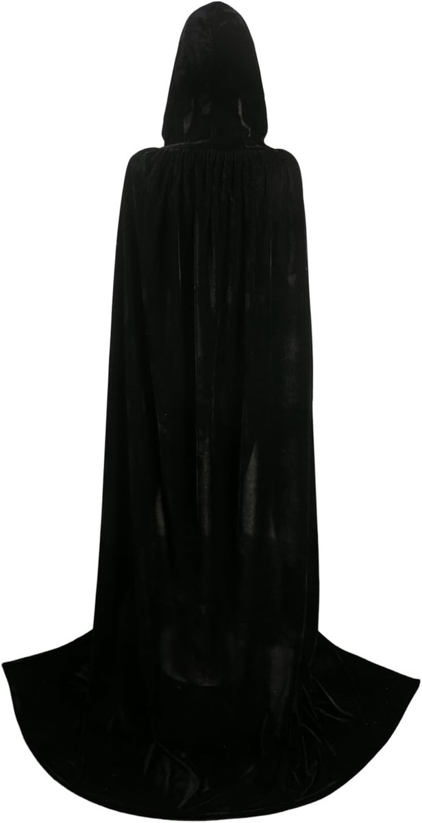 Cape met capuchon, lange fluwelen cape, middeleeuws, heksen, vampier, cape, mantel, satijn, Halloween, carnaval, feestkostuum