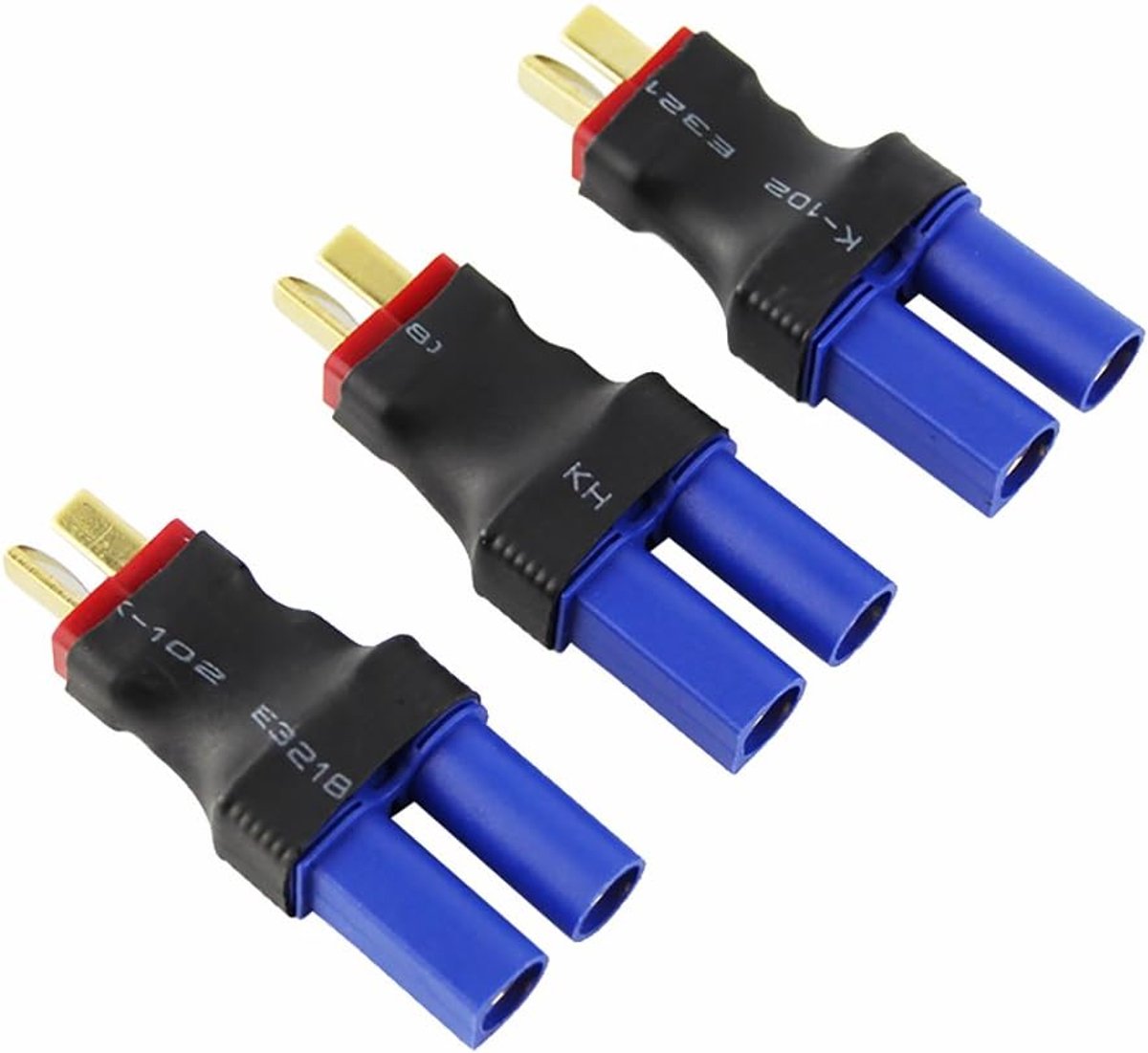 3pcs Male Deans T plug to Female EC5 Losi Connector Adapter for Brushless Lipo 1/8 1:8(Pack of 3)