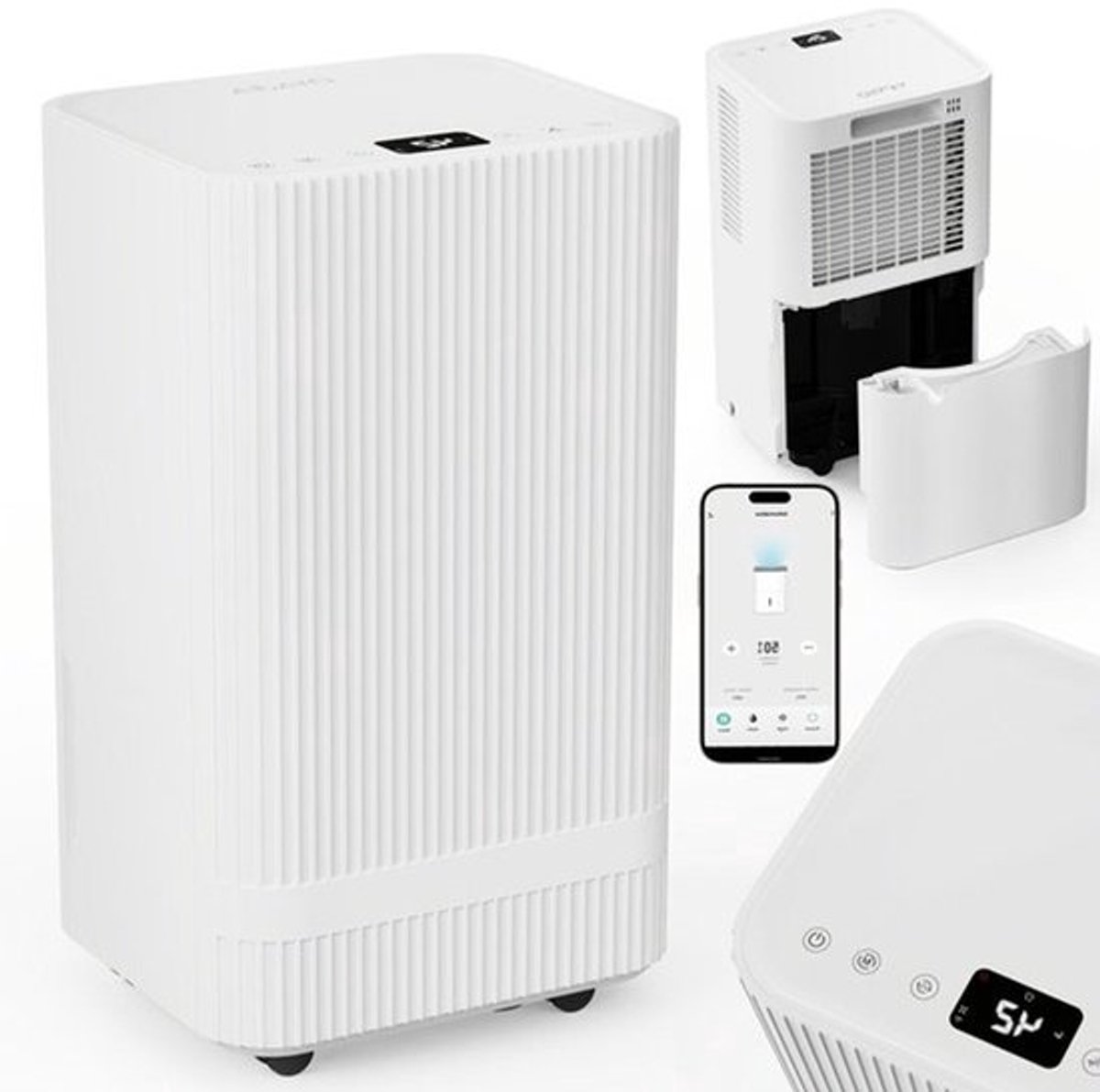 Luchtontvochtiger – Vochtvreter – Ontvochtiger – Droger – Vochtregelaar – Compact 14L/Dag – App Bediening & Spraakbesturing
