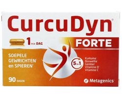 CurcuDyn Forte - 90 Capsules - Ondersteunt spieren & gewrichten + kraakbeen - Met kurkuma, gember & boswellia - Natuurlijk complex voor soepele beweging