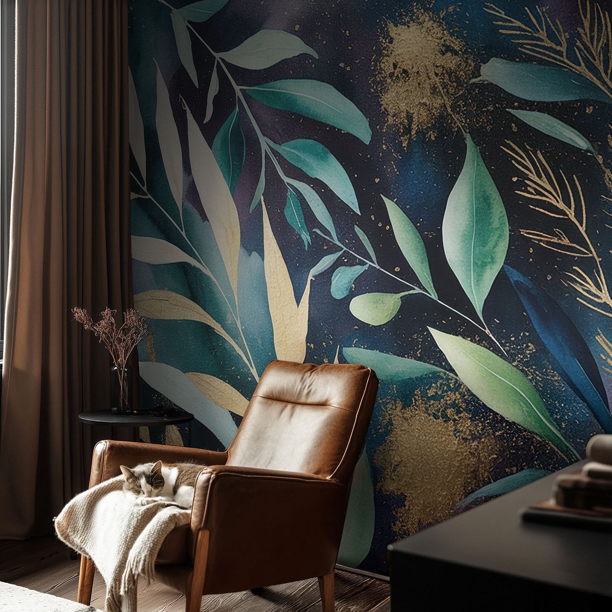 Coloray Vliesbehang - Marine Snellijm Behang - 104x70 cm - Botanische Bladeren Fotobehang Vlies - Woonkamer behang Bloemen En Planten - Muurschildering - Woonkamer behang