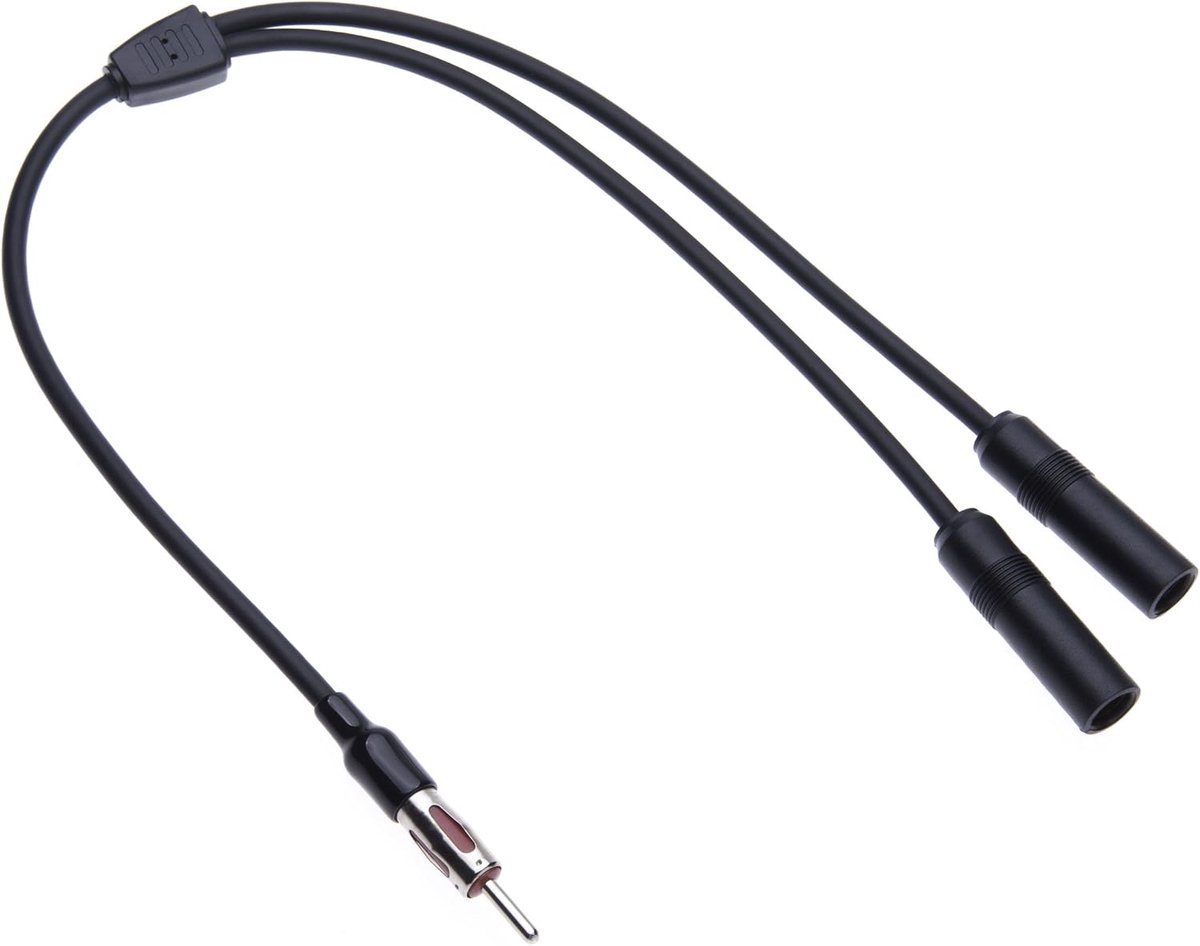 Universele dubbele DIN-kabelsplitter kabel | Vehicle Aerial dubbele bus naar stekker DIN stekker (Motorola Connector) autoradio Y-vormige adapter lood | FM-AM auto-stereo-diversity-converter