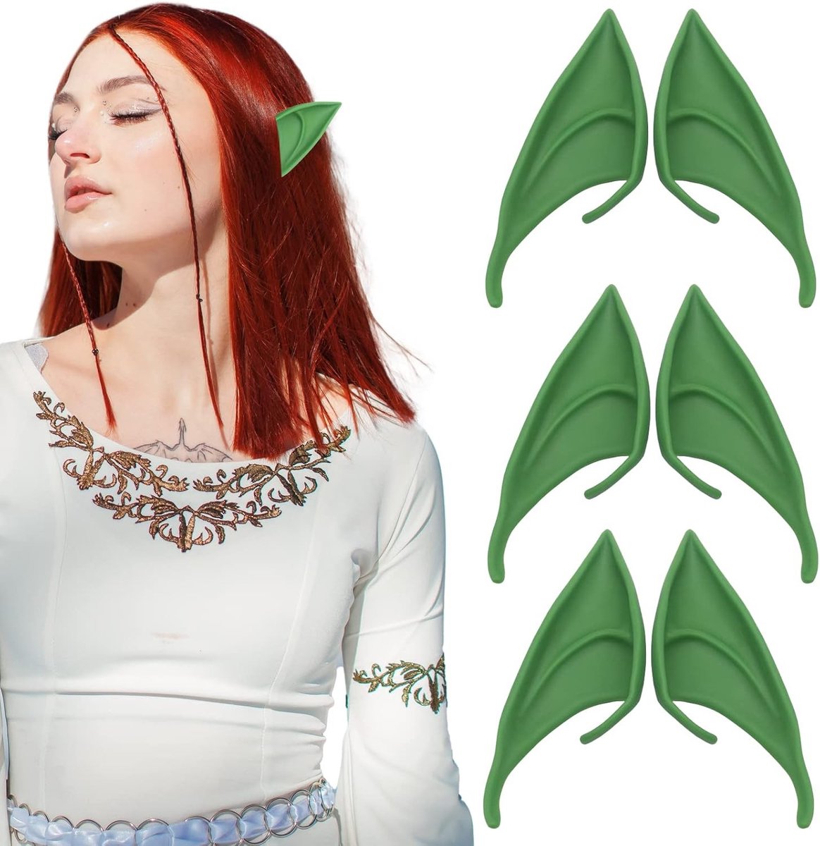 3 Paar Elforen voor Cosplay en Halloween - 12 cm Lange Accessoires voor Feestjes en Carnavalsdecoratie - Paars