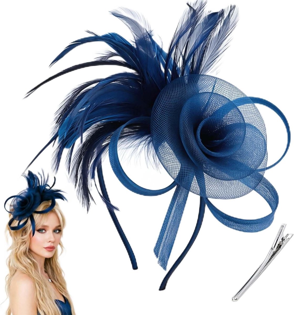 Hoofdaccessoire Met Mesh| Voor Bruiloften en Race-Dagen