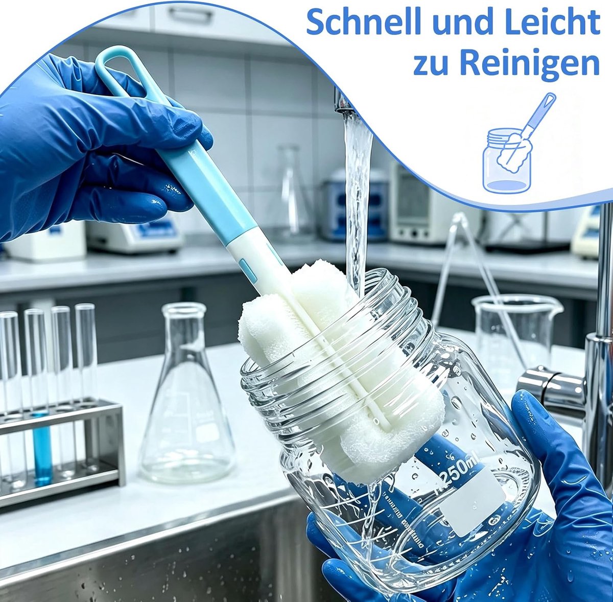 2 stuks 250 ml laboratoriumfles met schroefdop GL80