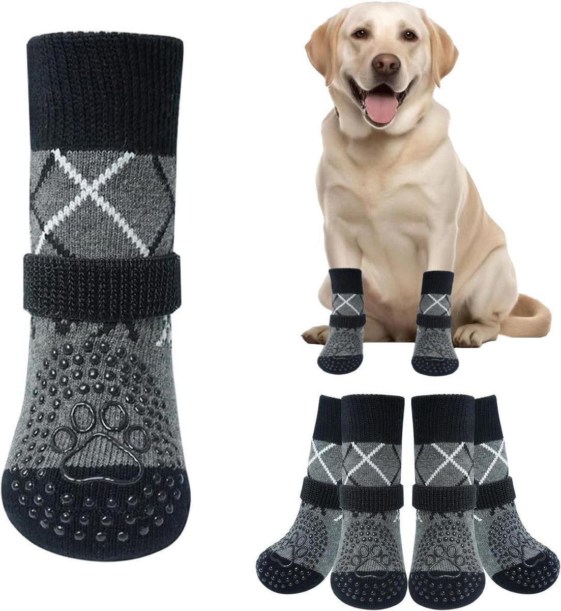 Sok voor oudere honden, antislip, beschermende sokken voor honden, hoogwaardige opbergtas, geschikt voor binnen- en buitenactiviteiten, maat M