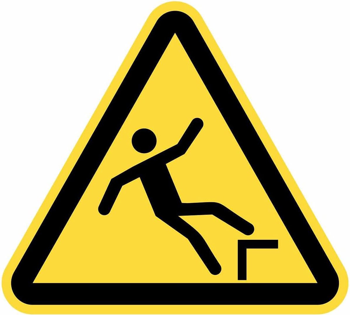 waarschuwing, gevaargevaar, 5 stuks, 15 cm, driehoekig, geel (15 cm, valt op verschillende niveaus)