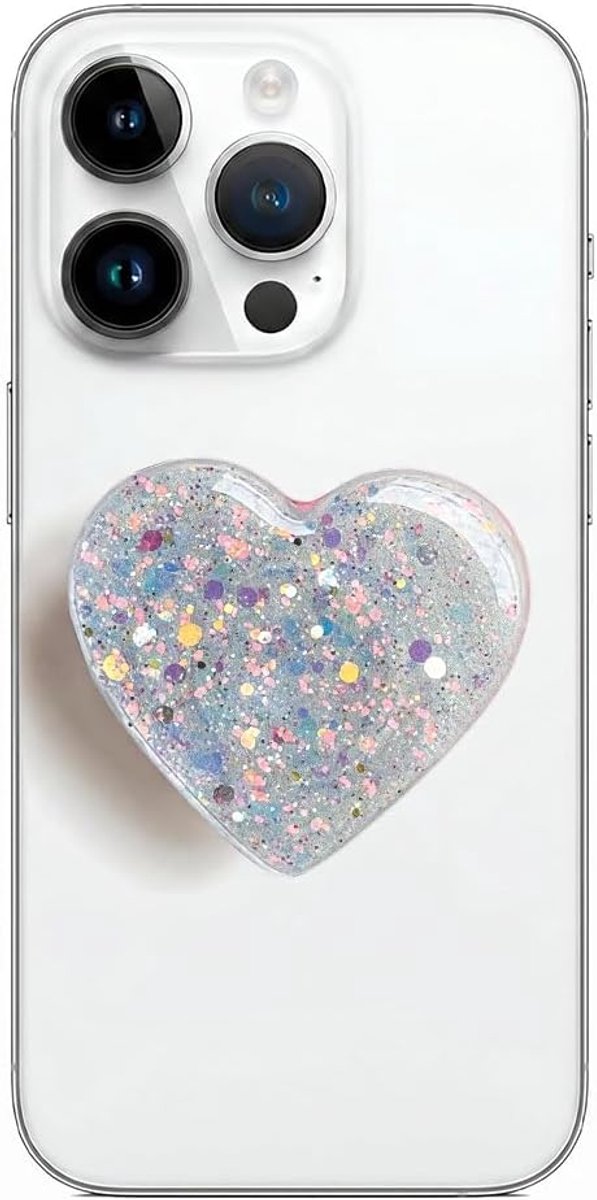 Telefoongreep met uitbreidende kickstand, glitter hartvormige uitschuifbare houder opvouwbare standaard en vingerhouder mobiele telefoon grip standaard voor smartphone en tablets