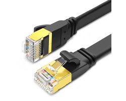 Cat 8 Ethernet Cable 0.5M Netwerkkabel Plat 40Gbps 2000MHz SFTP Internet Cable Lan High Speed Kabel RJ45 Patchkabel 50cm voor PS5, Modem, Router, TV, PC, sneller dan Cat6/Cat7 (Zwart)