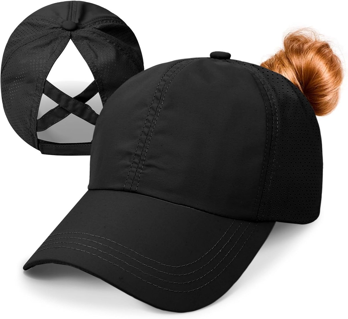 Basecap voor dames, zomer, van mesh, paardenstaart, pet, baseballpet, sneldrogend, ademend, lichte zonnebescherming, verstelbare baseballpet voor dames, vrijetijdspet
