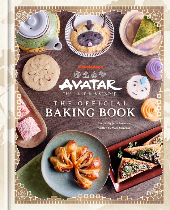 Boek "Avatar: The Last Airbender: The Official Baking Book" met Nickelodeon-logo en afbeeldingen van gebak.