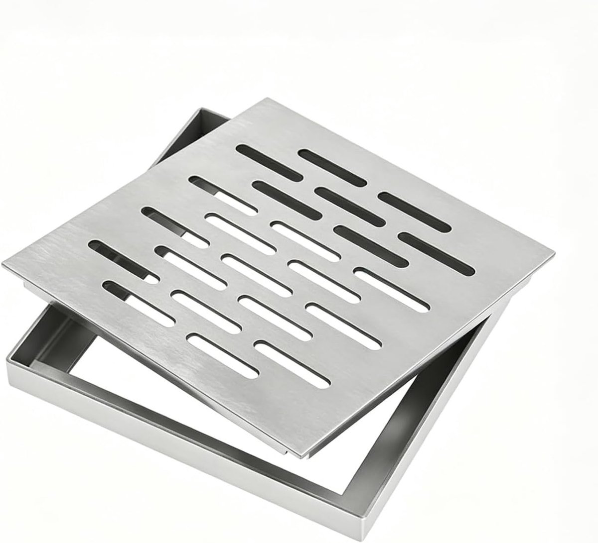 Bodemafvoer 200x200x20 mm, doucheafvoer afdekking met geurafsluiting, snelle waterafvoer zonder verstopping, afneembaar afvoerrooster gemakkelijk te reinigen, voor kelder buitenruimte