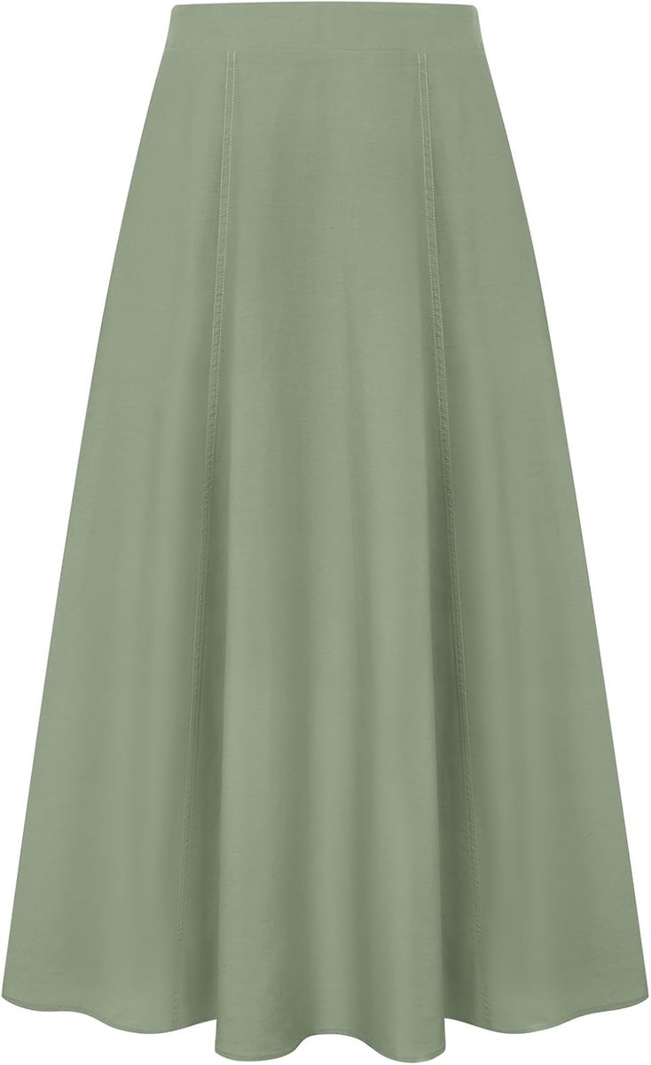 Kasin Dames A-lijn hoge taille rok zomer casual effen vintage lange lyocell linnen vrijetijdsrok met zak