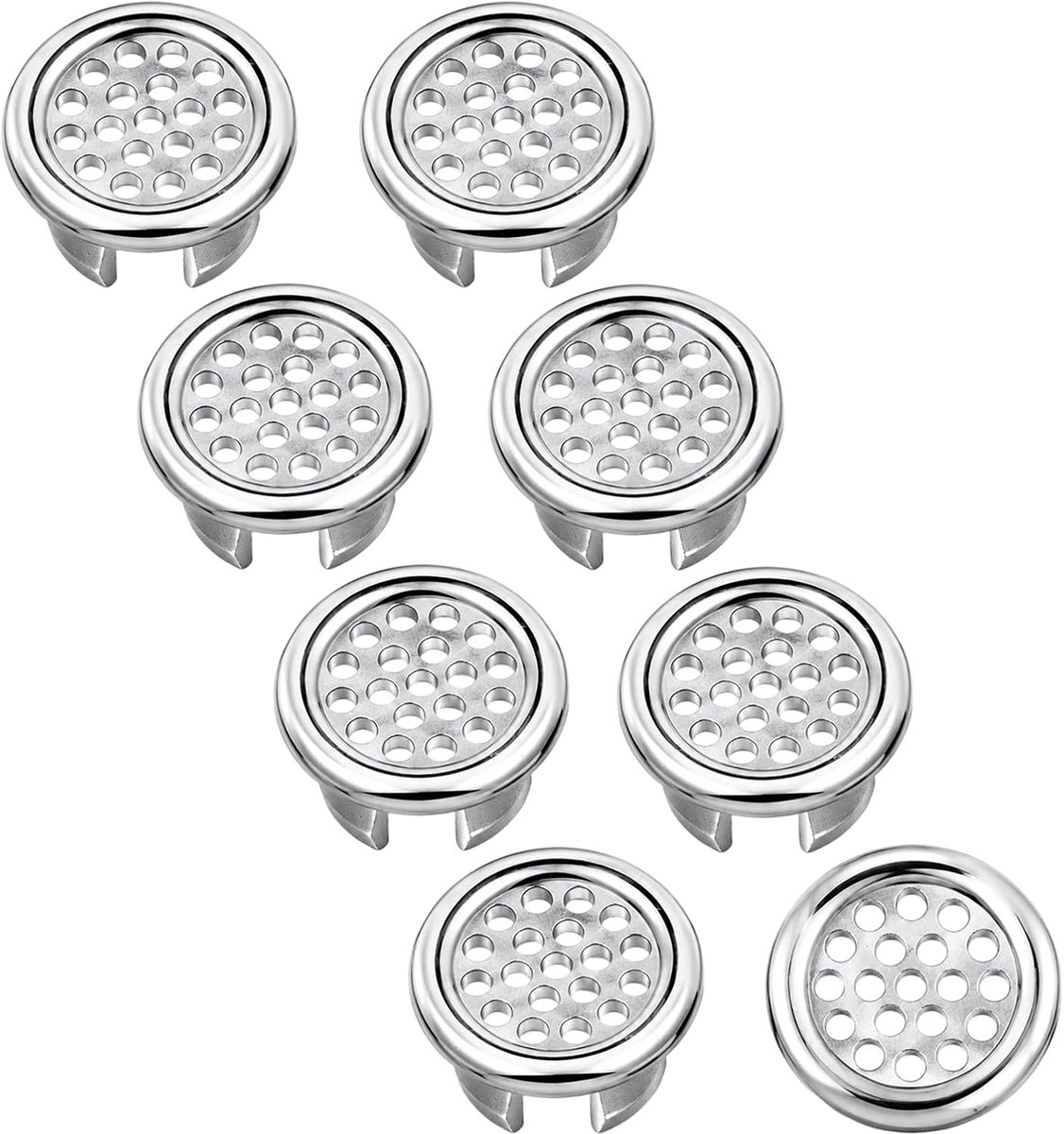 8 stuks gootsteenoverloopringen, roestvrij staal, mesh ring, roestvrij staal, overloopdeksel voor gootsteen, overloopdeksel voor gootsteen, overloopdeksel voor kleine spoelbakken voor