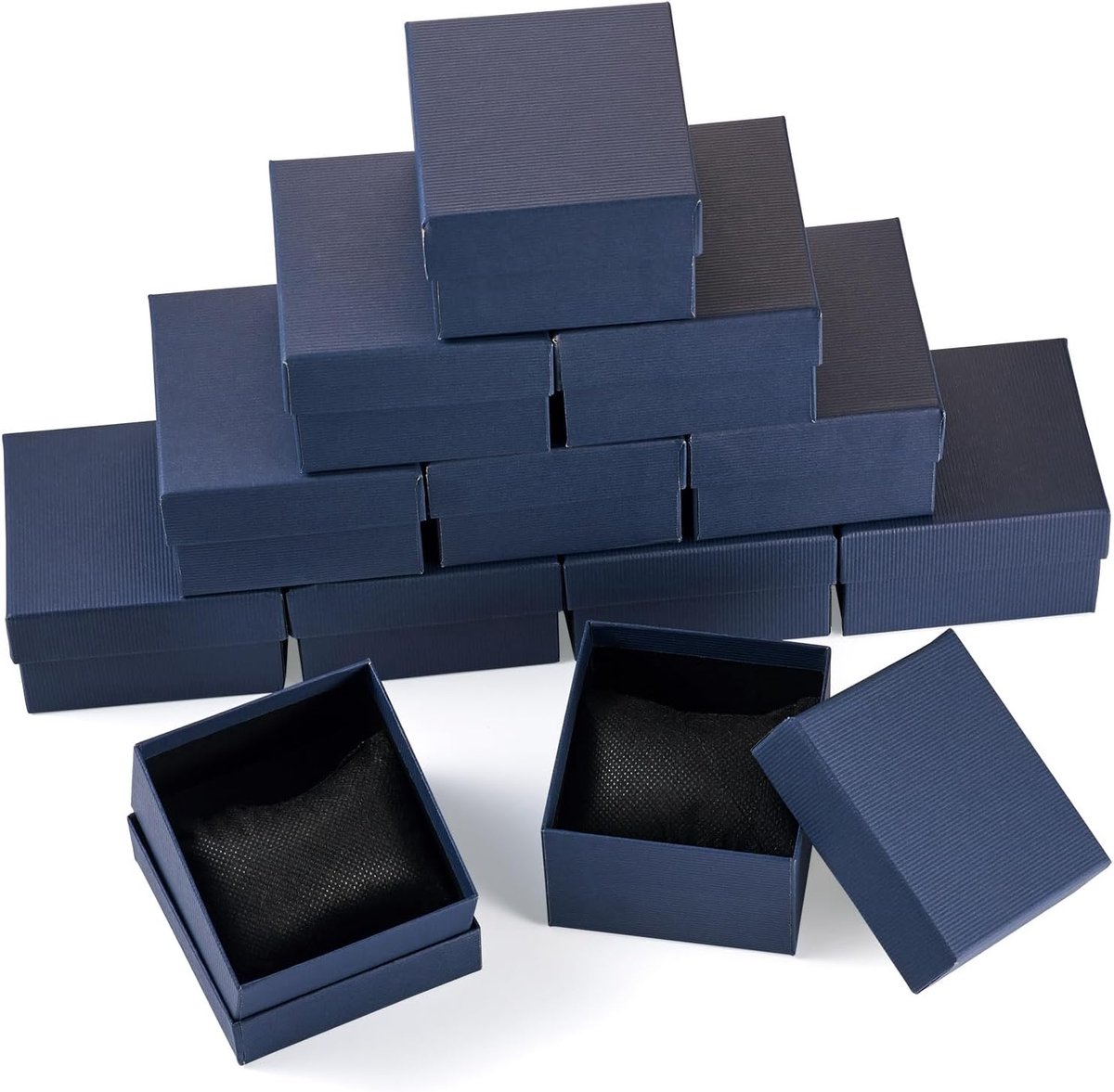 Dailygoods- Sieradendoos 12-delig - Rechthoekige Cadeaudoos - Sieraden Organizer - Horloge Opbergdoos - Middernacht Blauw - 8,3x8,5x5,5 cm - Geschenkd