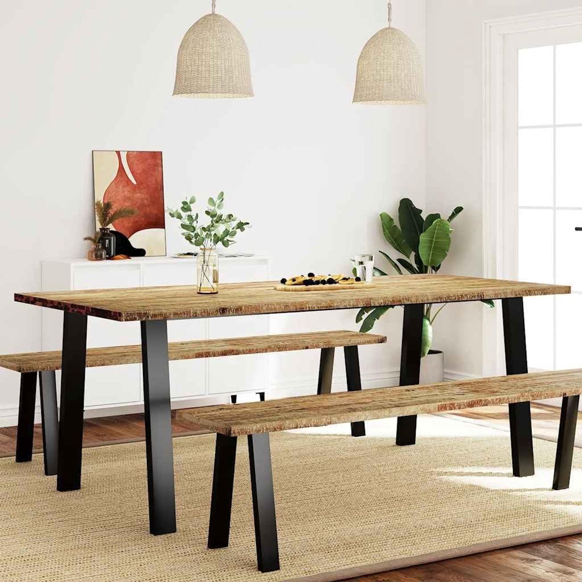Acaciahout industriële stijl met metalen poten 200x90x75 cm