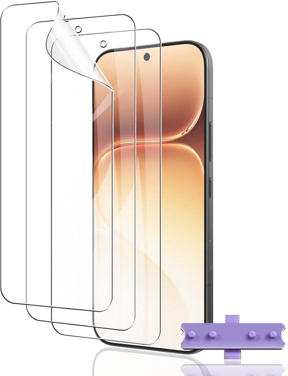 Beschermfolie voor Honor 600/Honor 600 Pro 5G, 3 stuks, hydrogelfolie, transparant, HD, zacht TPU, displaybescherming, vingerafdruk-ID, anti-kras, anti-luchtbellen, displaybeschermfolie