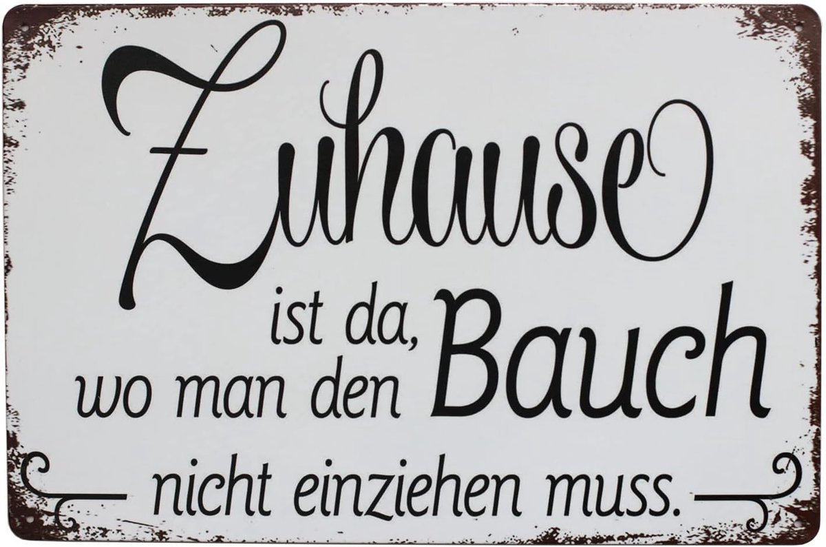 ist da wo Man den Bauch vintage tinnen metalen bord huis muur plaquette decor
