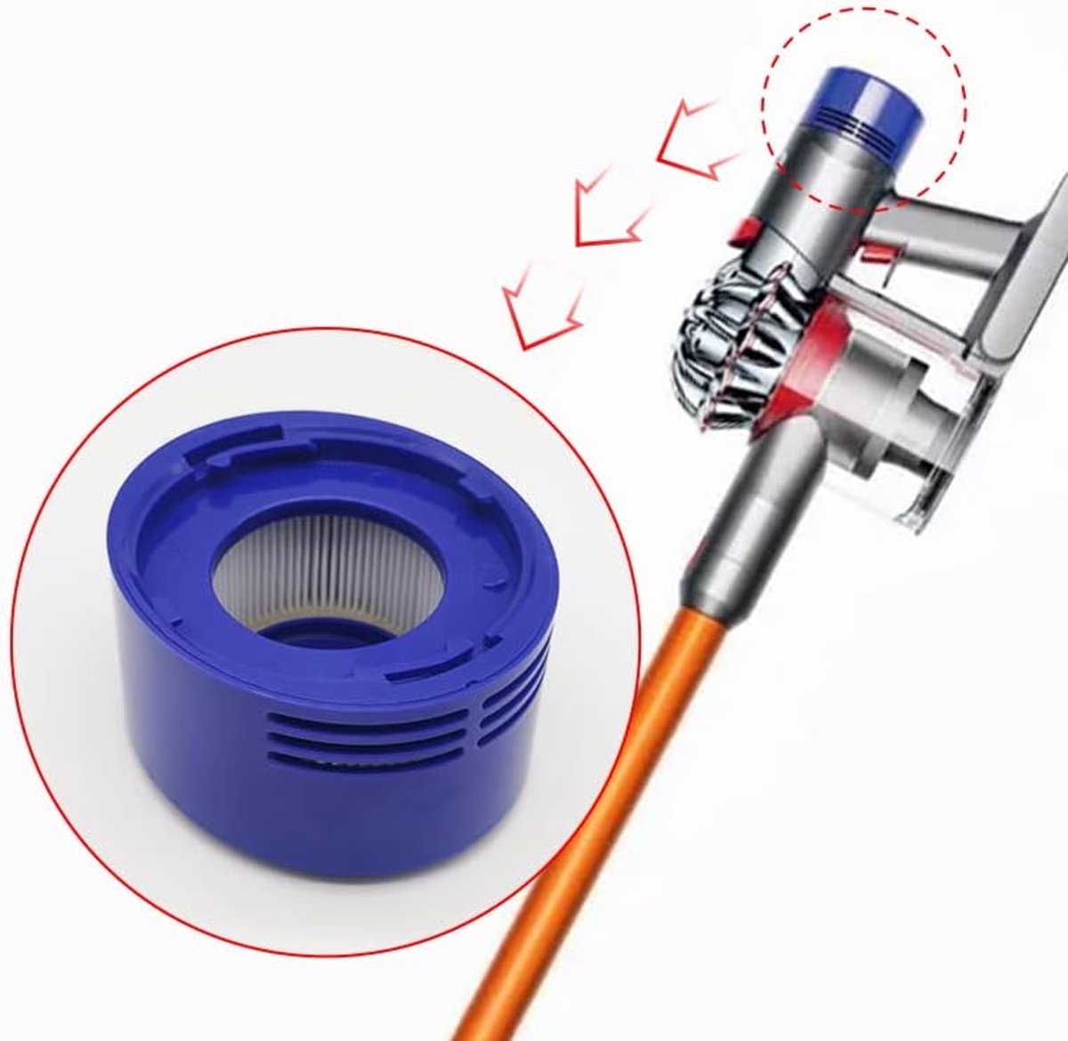 Replacemnet voor Dyson V7 V8 stofzuiger, achterklep + achterfilter stofzuigerset (achter)