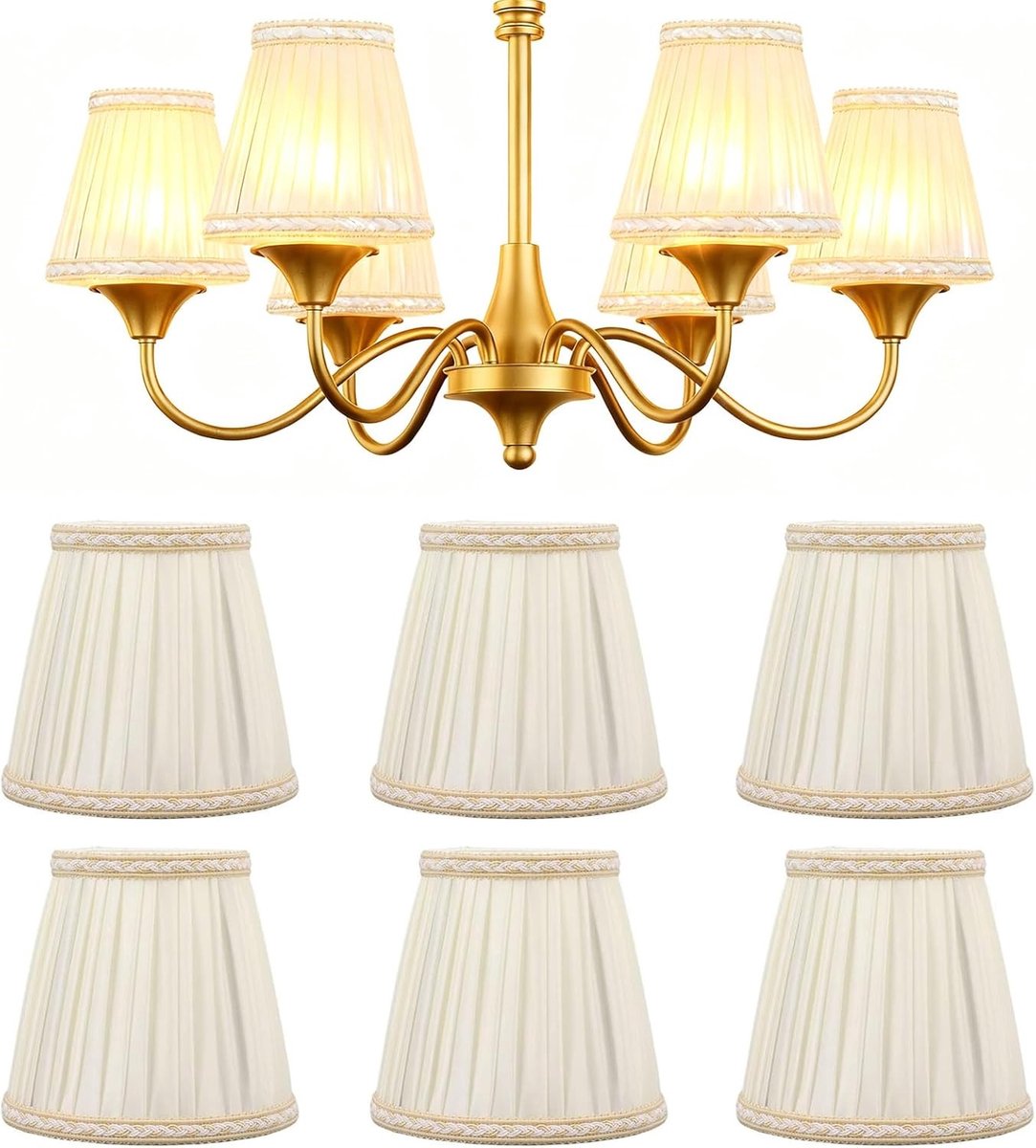 Set van 6 Stof Lampenkappen, 9 x 13 x 14 cm - Wandlampen, Tafellampen en Kandelaar Lampen Accessoires