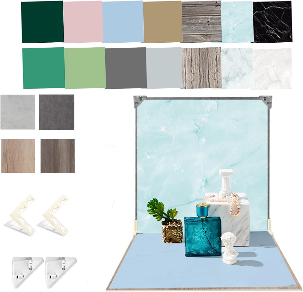9-delige achtergrondbord-set met papier, 40,6 x 40,6 cm, dubbelzijdig, tafelopname-achtergronden, rekwisieten voor levensmiddelen, INS-stijl cosmetica en kleine productfotografie