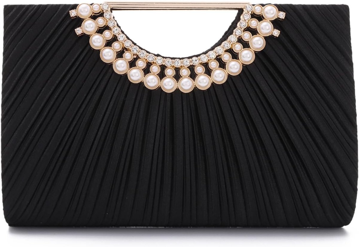 satijnen clutch voor dames, elegante avondtas met ketting, feestelijke handtas voor bruiloften