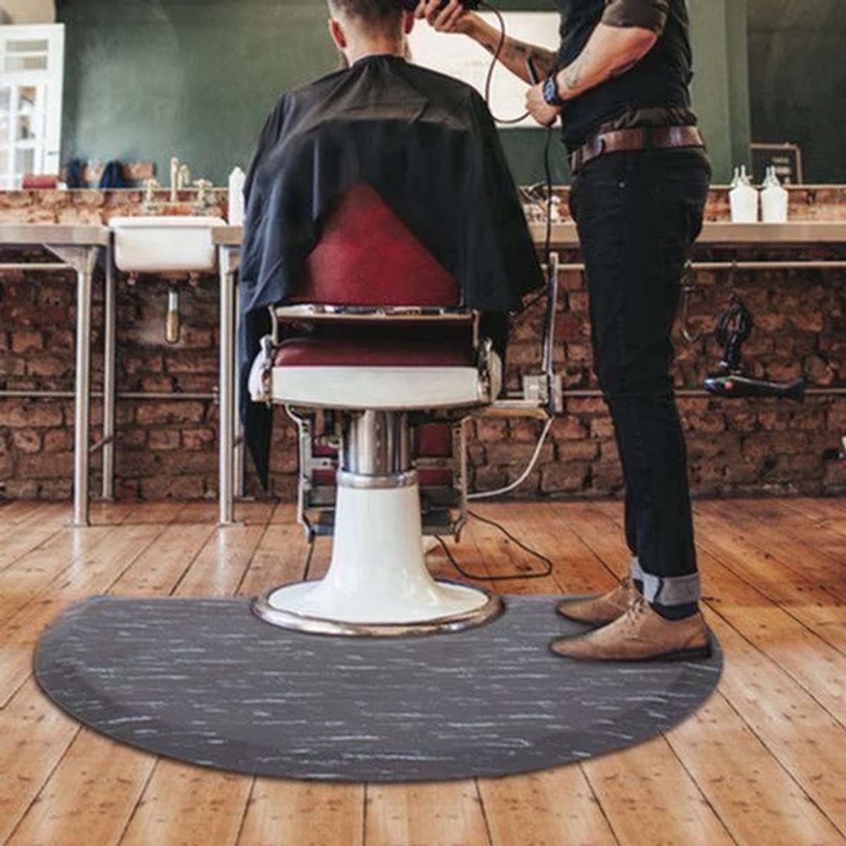 Salon Vloermat Mat Zwart - Anti Vermoeidheid PU - 3x5 ft Grootte - Voor Kappers En Schoonheidssalons