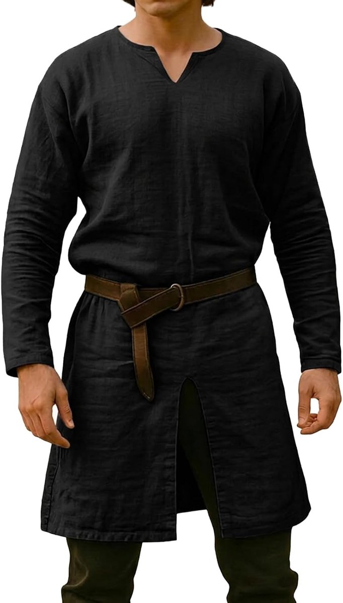 Renaissancekostuum voor heren, middeleeuwse tuniek met lange mouwen, Vikingvest, cape, bovenstuk voor Halloween, carnaval, cosplay
