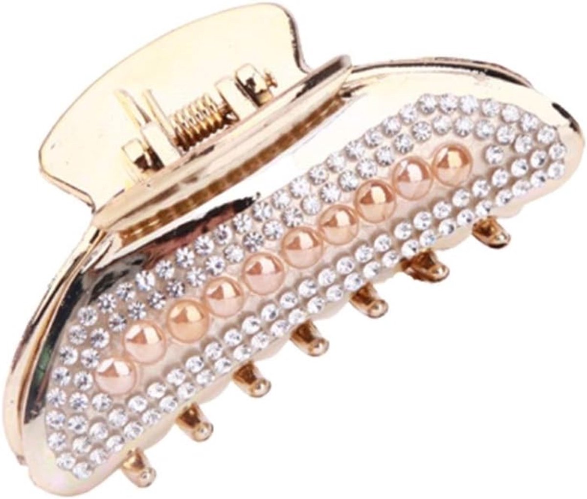 Haar clip eenvoudige galvaniseren parel strass maan clip ingots klauwen haar accessoire plaat haar grijpende clip medium plastic aangrijpend clip hoofdtooi hairpin (Color : Orange Pearl Gold)