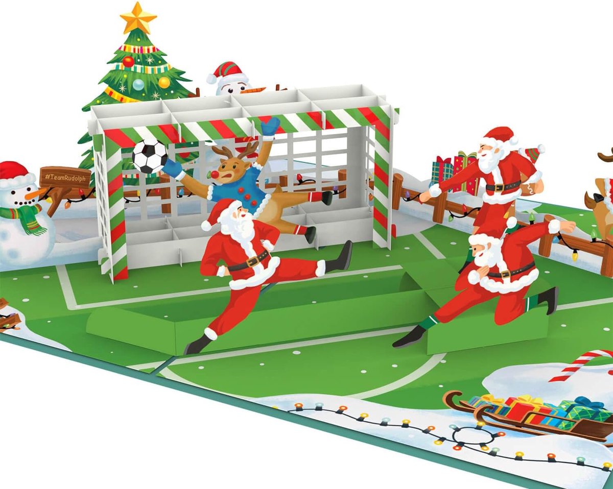 Papercrush Pop-Up kerstkaart voetbal - 3D wenskaart voor voetbalfans (zoon, broer, tieners en mannen), grappige cadeaukaart voor vriend, verpakking voor voetbaltickets