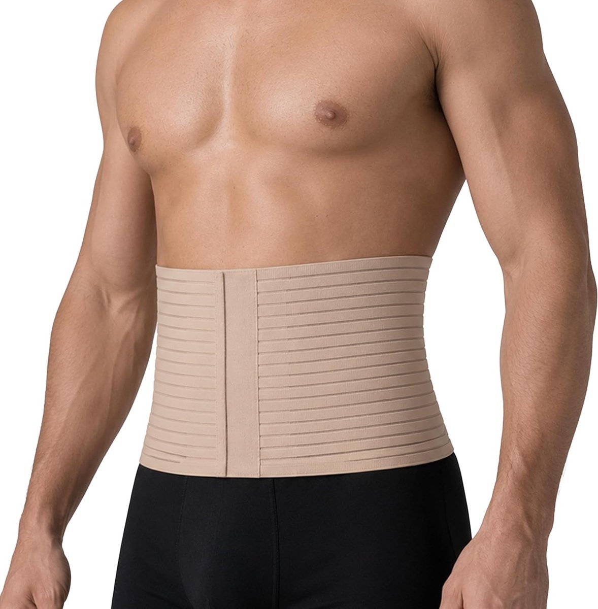 5064 Millerighe Buikband voor heren en dames, buikband na operaties, elastisch, met klittenbandsluiting, hoogte 20 cm (S, nude)