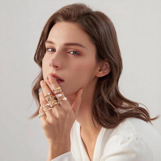 23-delige damesring, retro, vintage, verstelbaar, boho-ring, stapelbaar, midi-ringen, minimalistische set, fantasie-duimringen, cadeau voor familie, partner — afbeelding 3
