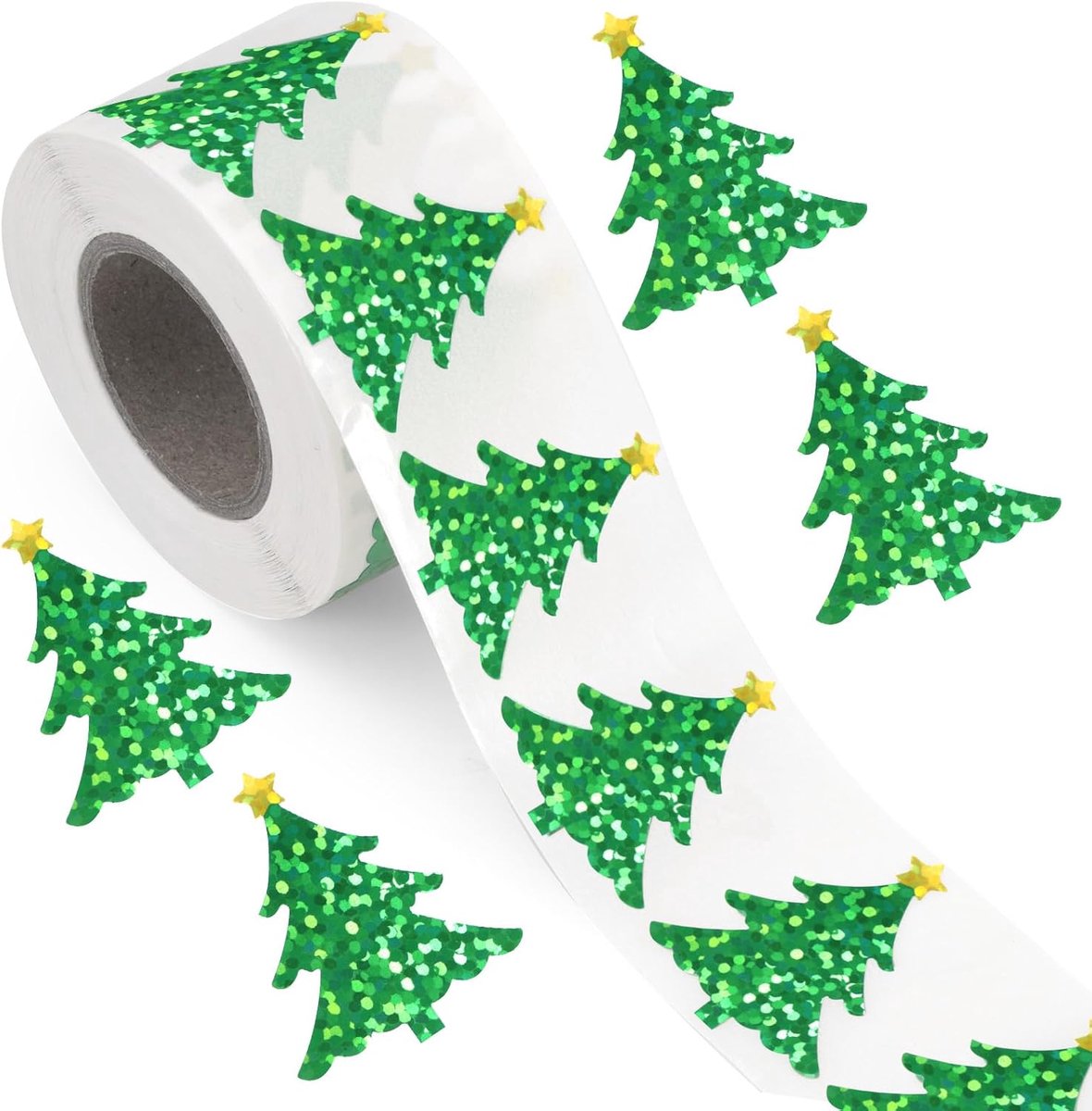 500 Stuks Kerststickers, Waterdichte Zelfklevende Decoratieve Stickers voor Enveloppen Dagboeken Cadeaus Knutselen Feestartikelen (Groene Kerstboom)