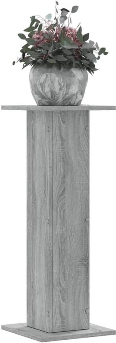 2 stuks, grijs Sonoma, 30 x 30 x 80 cm, van hout, stabiele plantenstandaard met groot oppervlak voor bloempotten en decoratie, holle constructie om te vullen