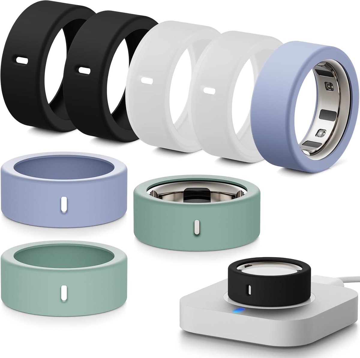 8 Pack Silicone Beschermende Case voor Oura Ring Gen 3/4 en Ultrahuman Ring (Maat S voor 4/5/6/7)