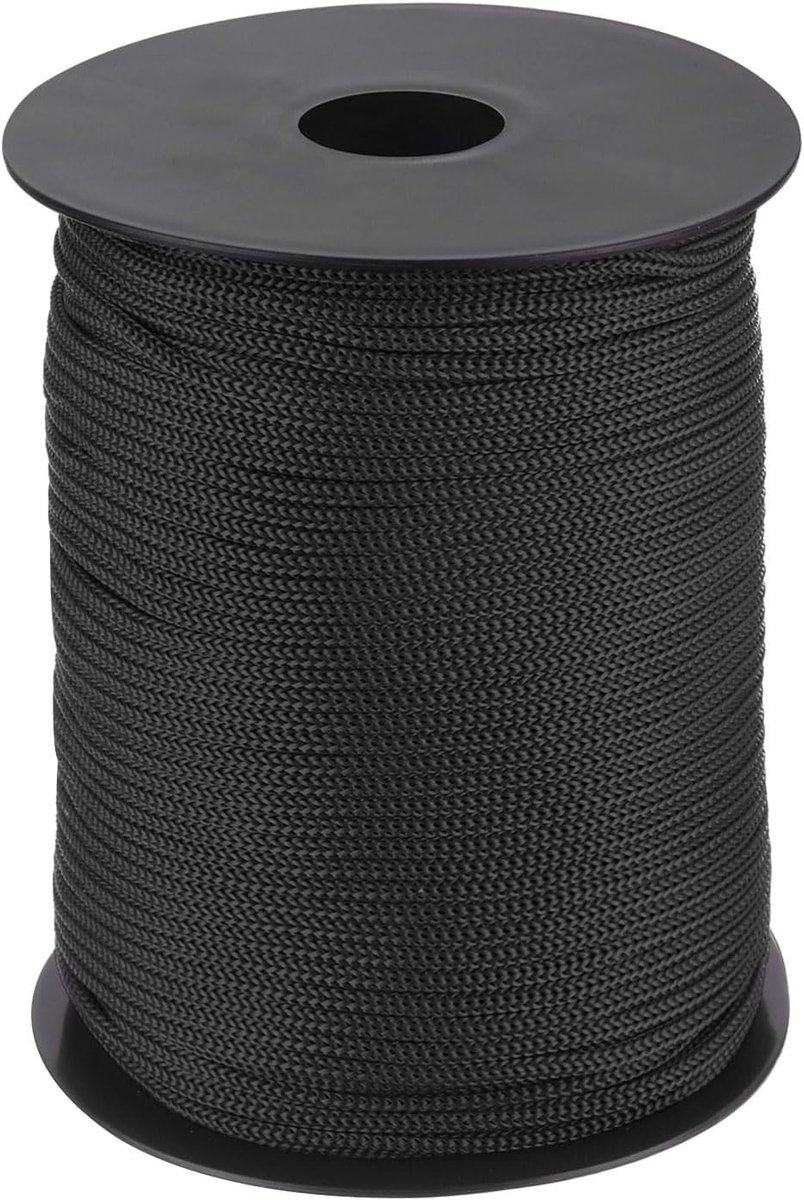 Polypropyleen Touw 3 mm, 100 m Gevlochten Touw, Scheurbestendig Touw voor Kamperen, Hiking en Buitensporten, Zwart