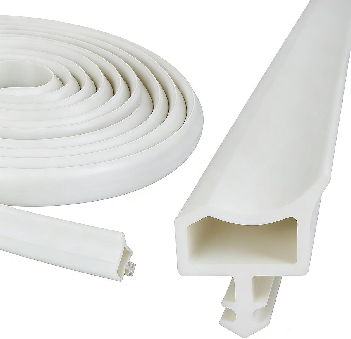 Deurafdichting voor geluidsisolatie, tochtstopper en deurafdichtingen, rubberen afdichting, huisdeurafdichting, rubber, geschikt voor geluidsisolatie, vochtbestendig (wit, 15 m)
