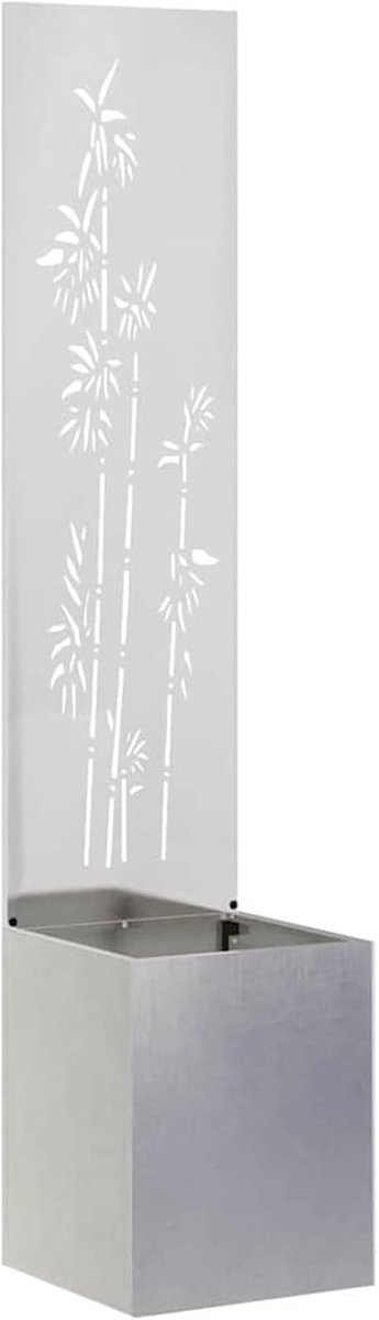 Tuin, zichtscherm, bloemen, zilver, 32 x 140 cm, roestvrij staal, decoratief, windbestendig, eenvoudig aan te brengen, matte afwerking