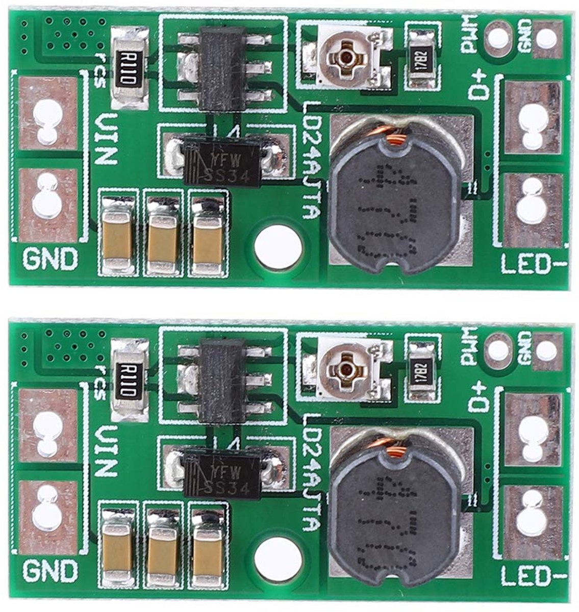 LED Driver Board 2 Stuks - Verstelbaar - 20W DC6~25V - PWM Gecontroleerd - DC-DC Stap-Down Converter