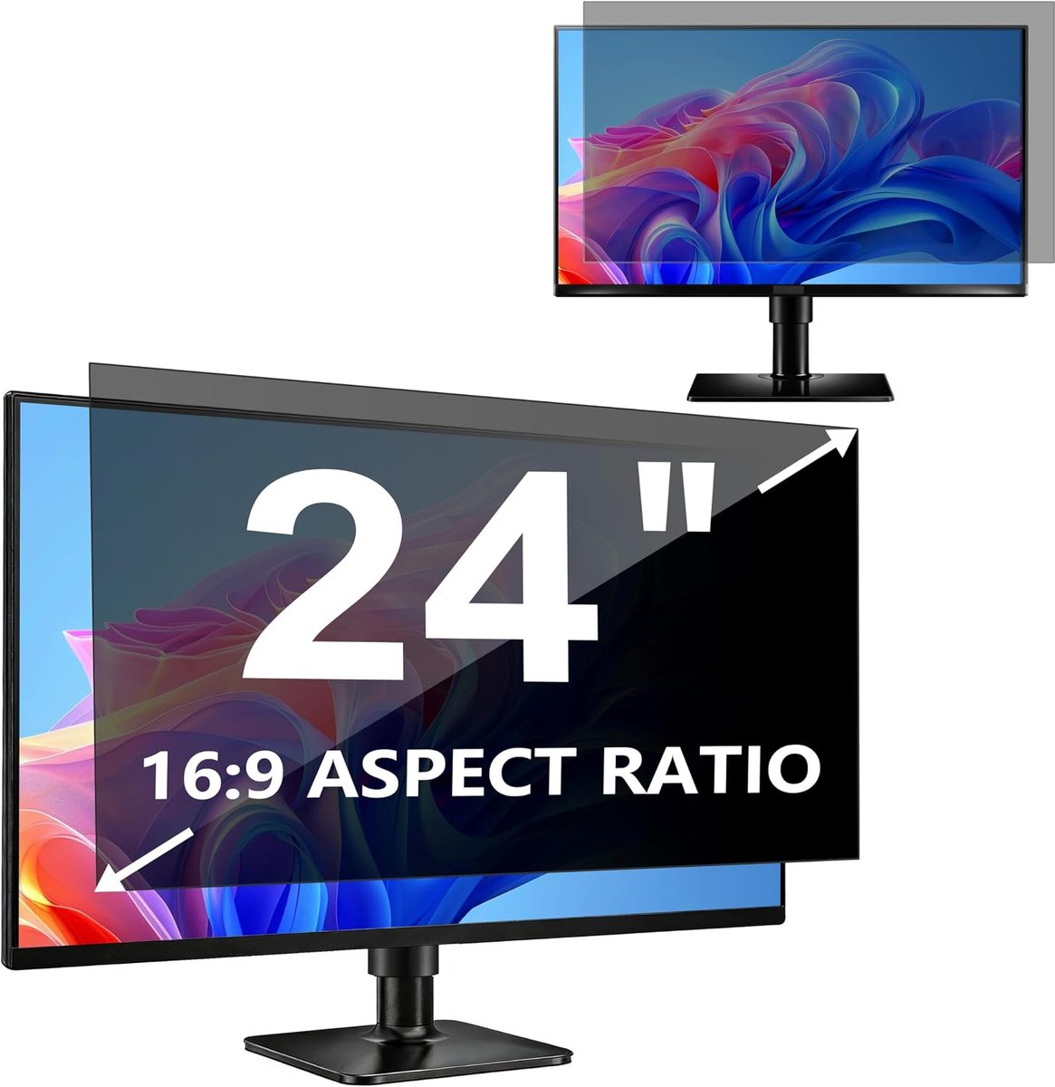 monitor 24 inch voor 16:9 beeldverhouding, 24 inch afneembare computermonitor, privacyfilter en anti-verblinding, blauwlichtblok, privacyfolie