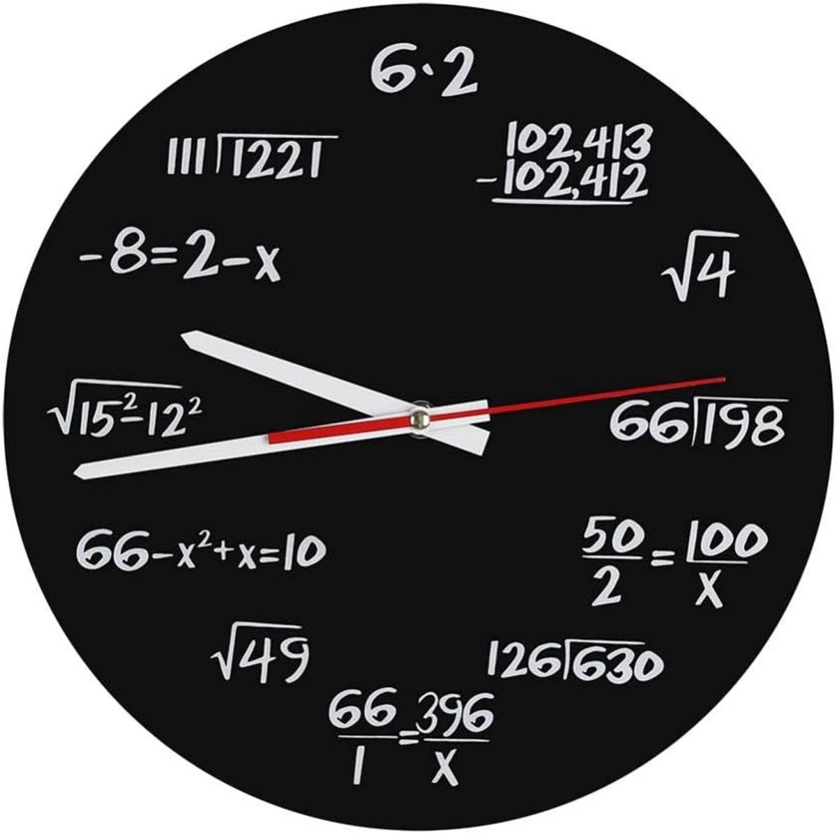 Wandklok wiskundige formules - zwart - decoratief - grappig - voor school en kantoor