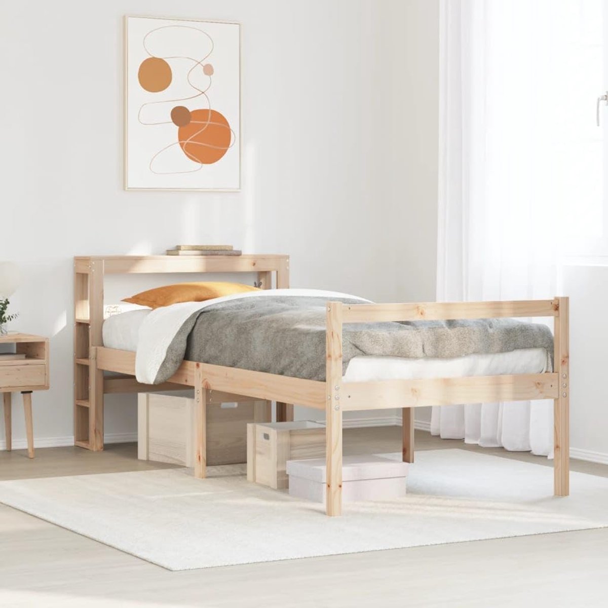 Massief grenenhout comfortabele zithoogte seniorenbed naturel 75x190 cm