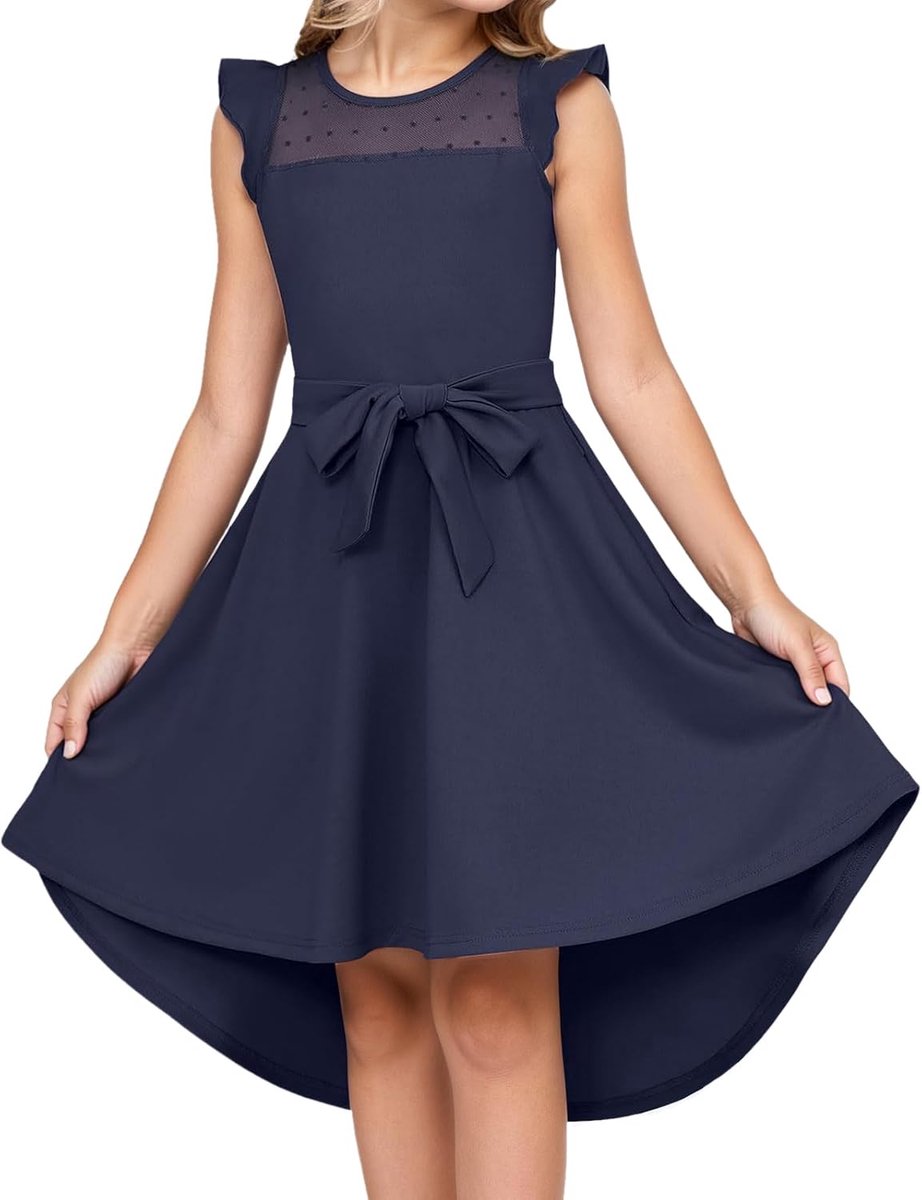 Zomerjurk voor meisjes, elegant, feestjurk, mouwloos, ronde hals, vrijetijdskleding, bruiloft, kinderen, 6-15 jaar