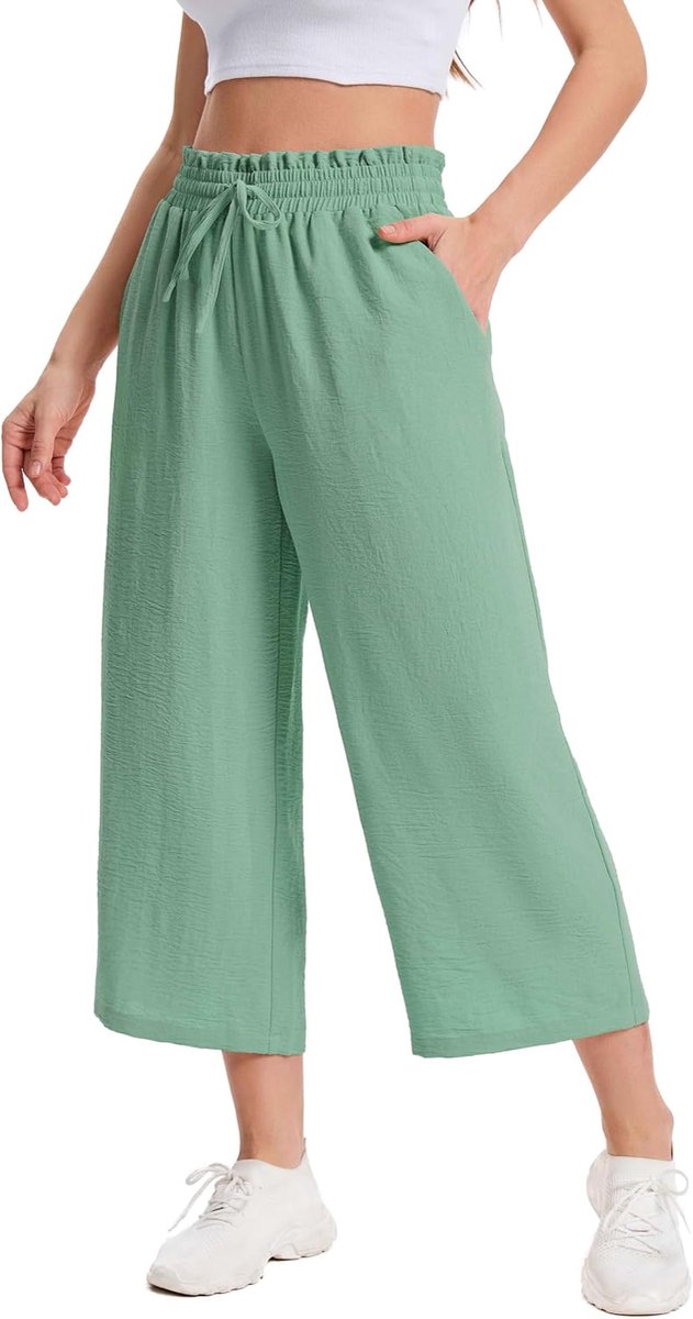 3/4 Culotte Lichte Zomerbroek met Zakken Ademende Capribroek voor Dames